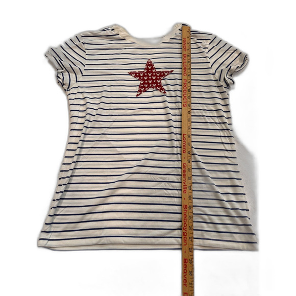 Disney Parks Blue White Striped Red Star Mickey Shirt Size XL - Picture 4 of 6